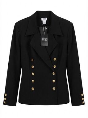 Monroe & Main Black Double-Breasted Blazer with Gold Buttons